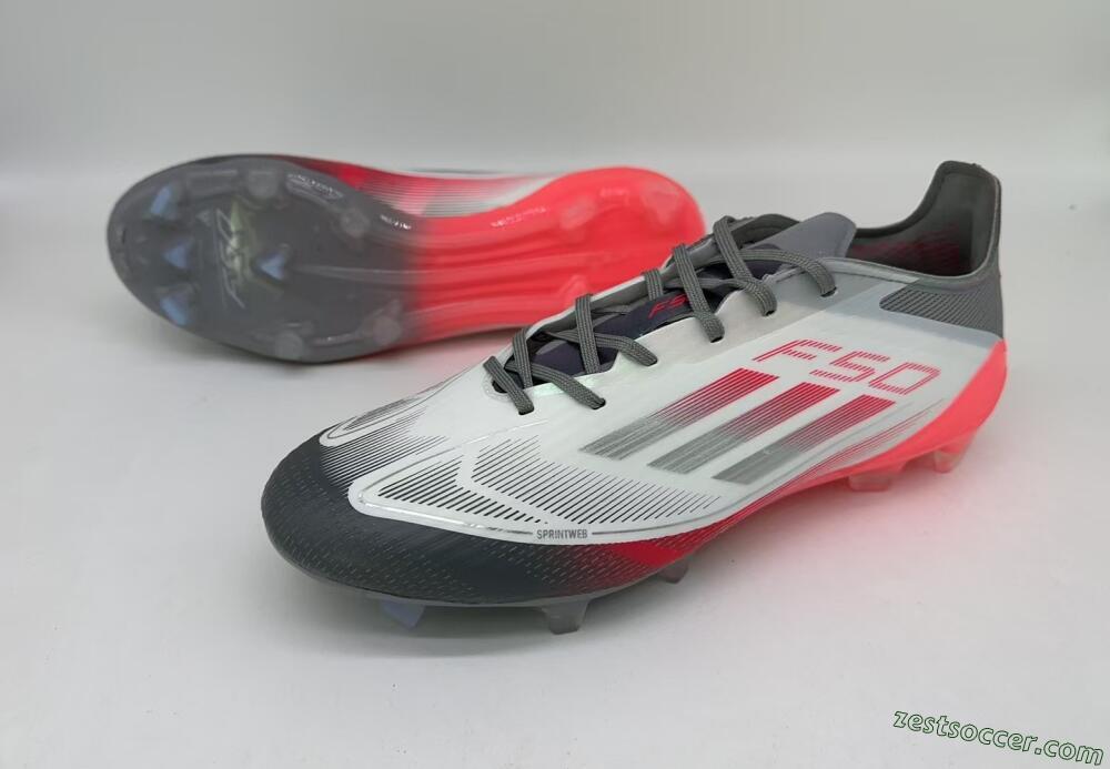 Adidas F50 Elite FG Low-Tops Soccer Cleats - White/Silver/Red/Black