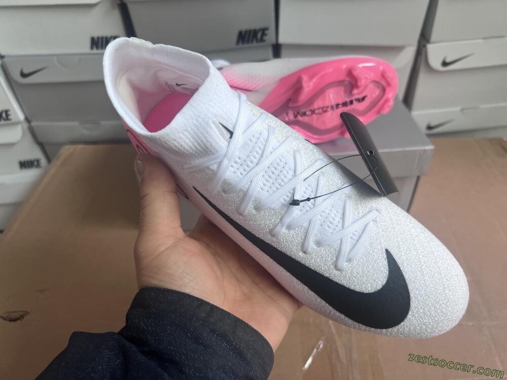 Nike Air Zoom Mercurial Superfly 10 Elite FG High-Tops Soccer Cleats - White/Black/Pink