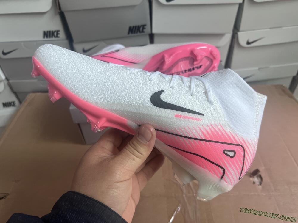 Nike Air Zoom Mercurial Superfly 10 Elite FG High-Tops Soccer Cleats - White/Black/Pink