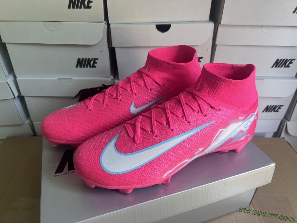 Nike Air Zoom Mercurial Superfly 10 Elite FG High-Tops Soccer Cleats - Red/Silver/Blue