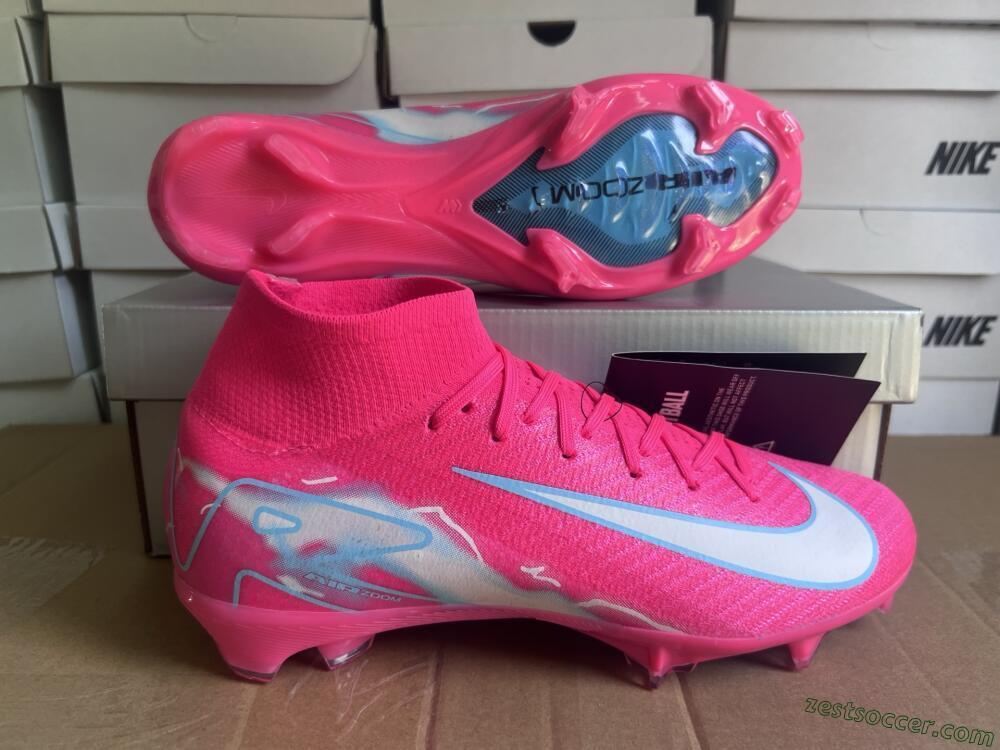 Nike Air Zoom Mercurial Superfly 10 Elite FG High-Tops Soccer Cleats - Red/Silver/Blue