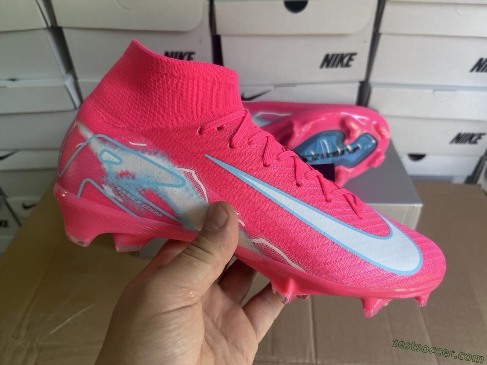 Nike Air Zoom Mercurial Superfly 10 Elite FG High-Tops Soccer Cleats - Red/Silver/Blue