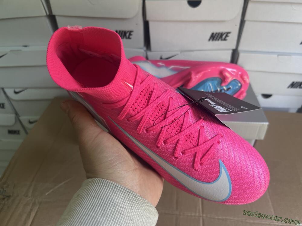 Nike Air Zoom Mercurial Superfly 10 Elite FG High-Tops Soccer Cleats - Red/Silver/Blue