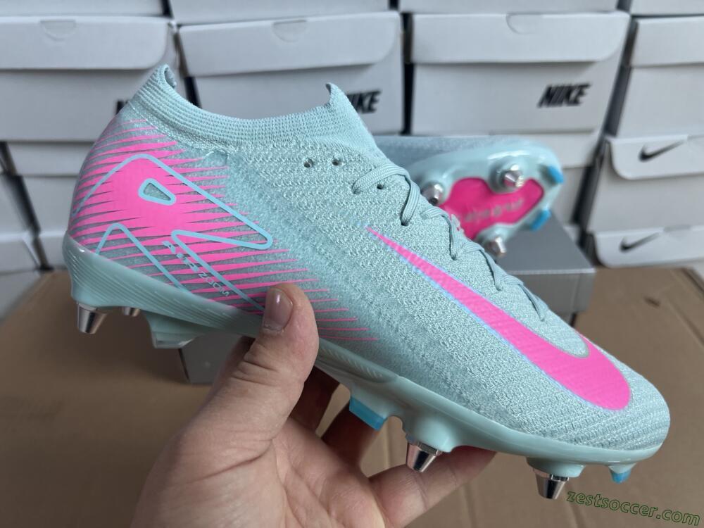 Nike Air Zoom Mercurial Vapor 16 Elite SG Low-Tops Soccer Cleats - Jade/Pink