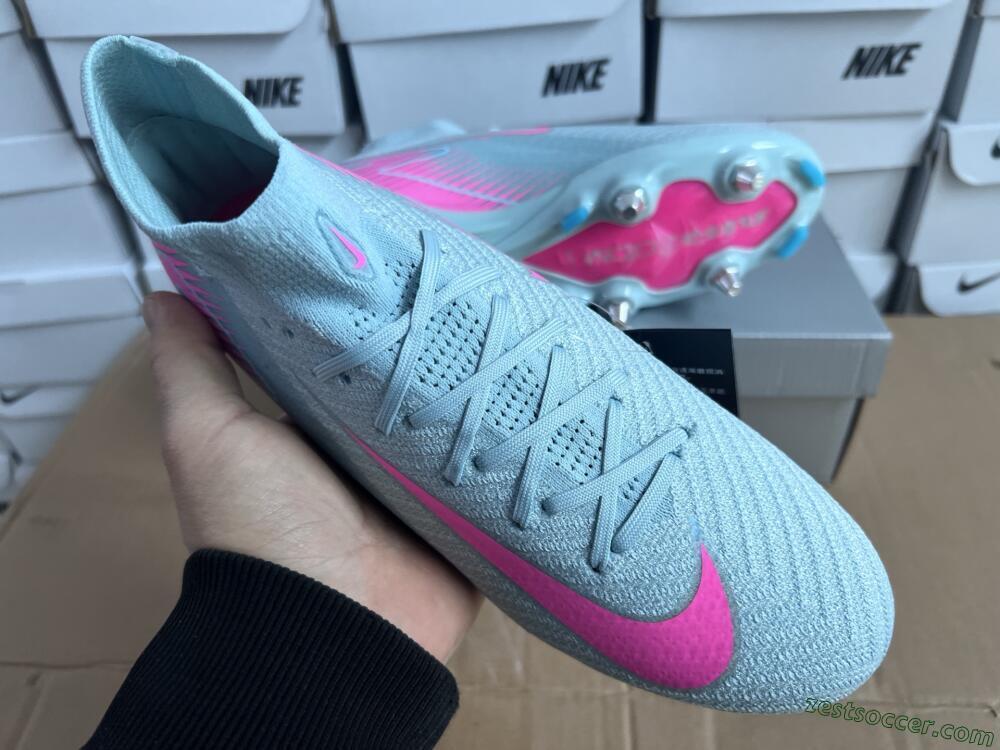 Nike Air Zoom Mercurial Superfly 10 Elite SG High-Tops Soccer Cleats - Jade/Pink
