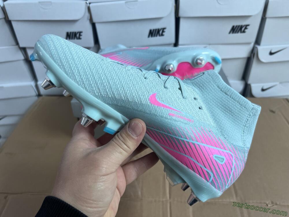 Nike Air Zoom Mercurial Superfly 10 Elite SG High-Tops Soccer Cleats - Jade/Pink
