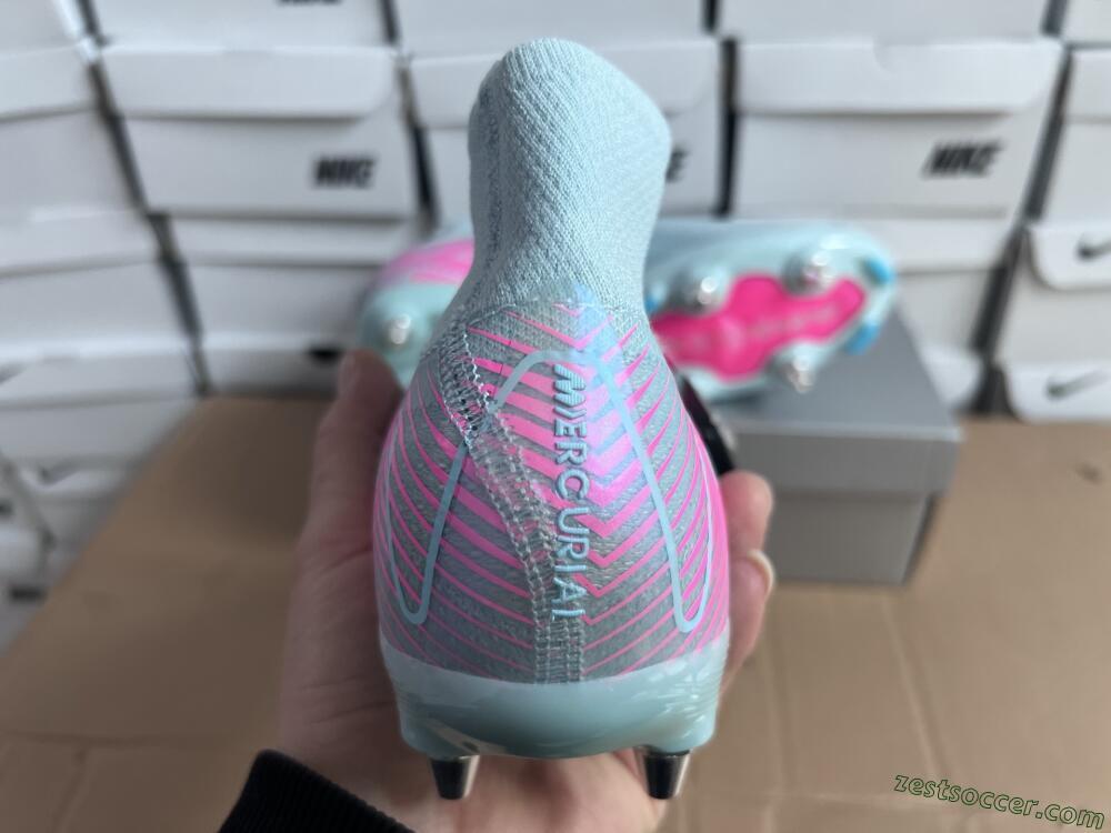 Nike Air Zoom Mercurial Superfly 10 Elite SG High-Tops Soccer Cleats - Jade/Pink