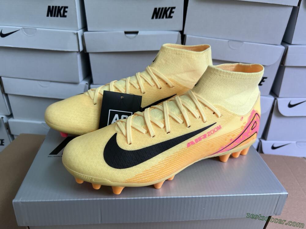 Nike Air Zoom Mercurial Superfly 10 Academy AG High-Tops Soccer Cleats - Yellow/Black/Red