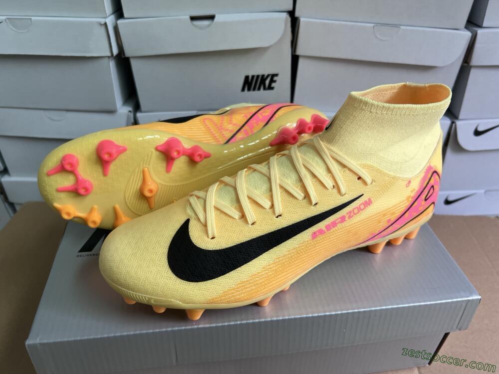 Nike Air Zoom Mercurial Superfly 10 Academy AG High-Tops Soccer Cleats - Yellow/Black/Red