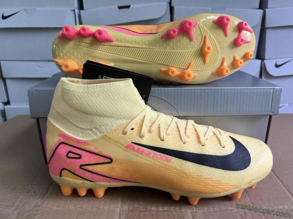 Nike Air Zoom Mercurial Superfly 10 Academy AG High-Tops Soccer Cleats - Yellow/Black/Red