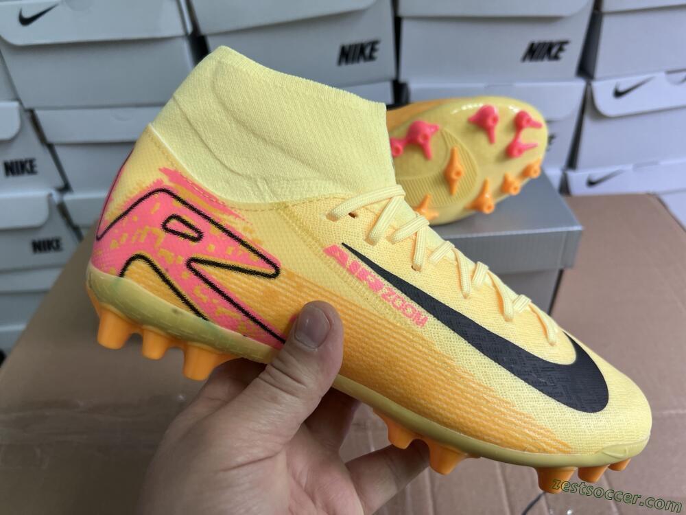 Nike Air Zoom Mercurial Superfly 10 Academy AG High-Tops Soccer Cleats - Yellow/Black/Red