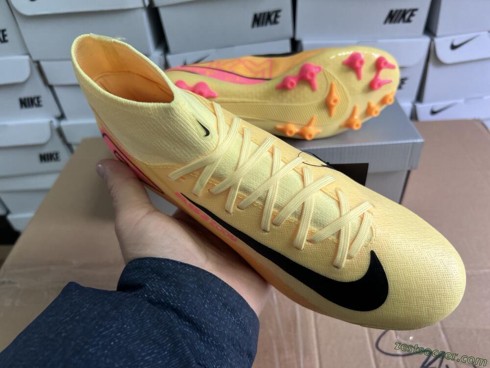Nike Air Zoom Mercurial Superfly 10 Academy AG High-Tops Soccer Cleats - Yellow/Black/Red
