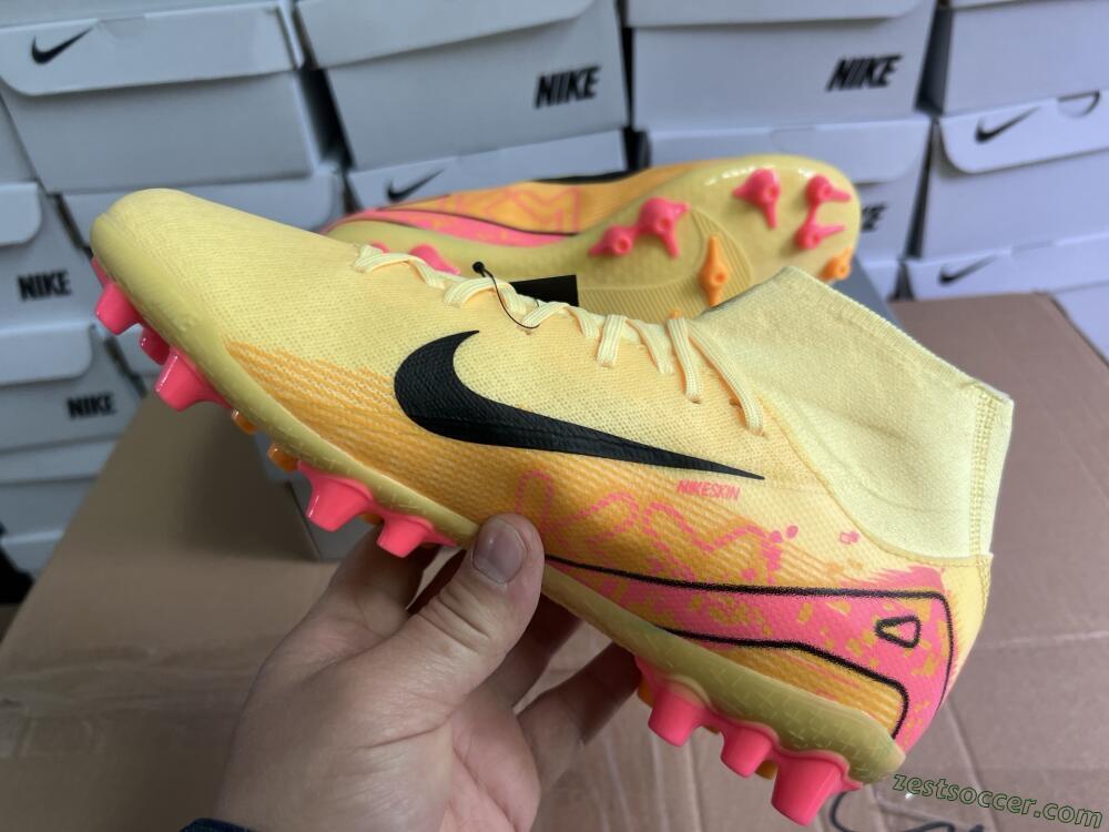 Nike Air Zoom Mercurial Superfly 10 Academy AG High-Tops Soccer Cleats - Yellow/Black/Red
