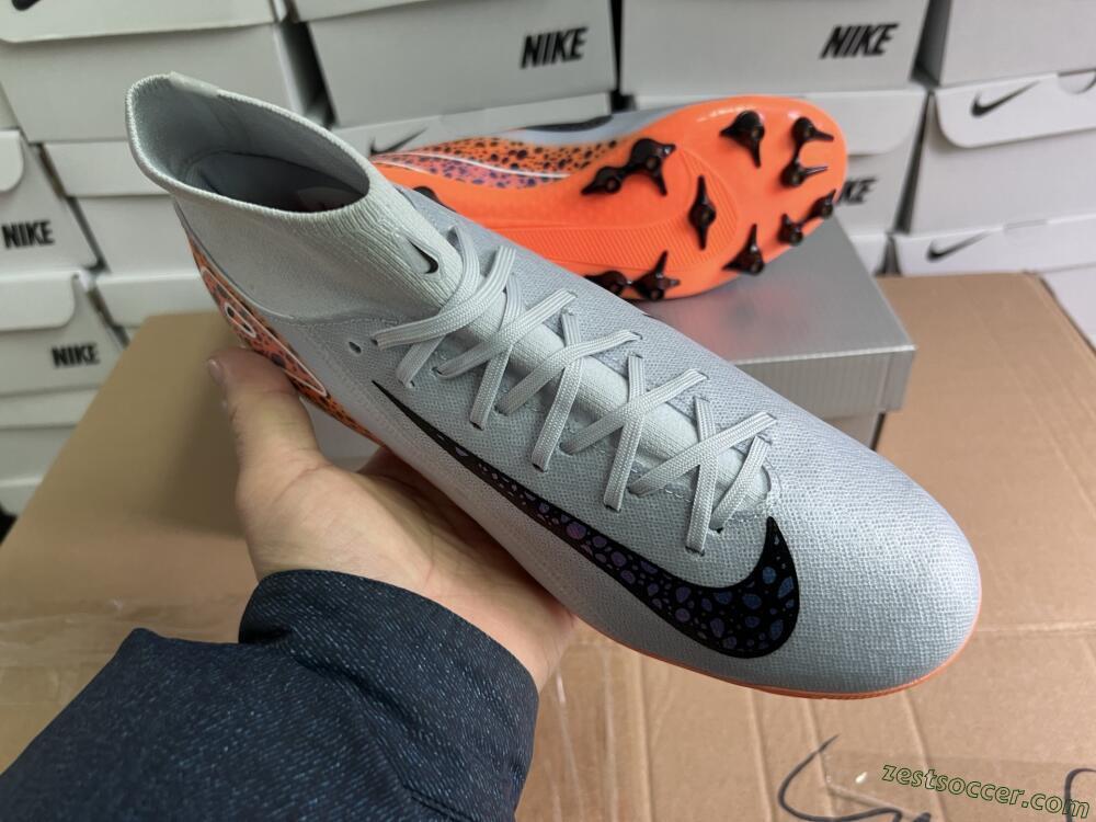 Nike Air Zoom Mercurial Superfly 10 Elite AG High-Tops Soccer Cleats - Grey/Black/Leopard
