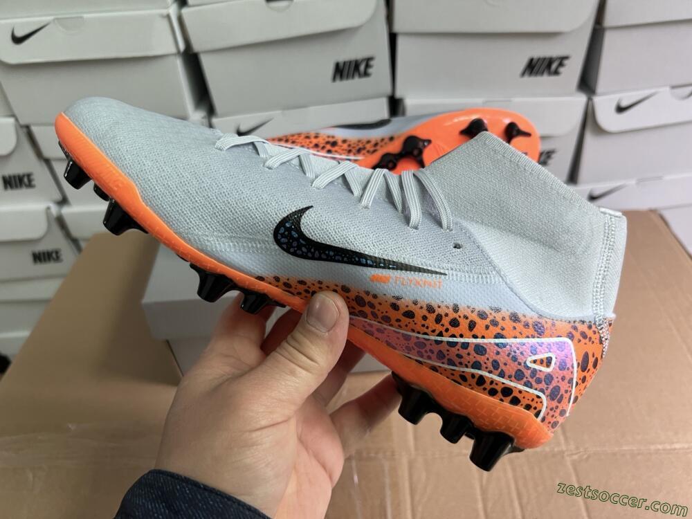 Nike Air Zoom Mercurial Superfly 10 Elite AG High-Tops Soccer Cleats - Grey/Black/Leopard