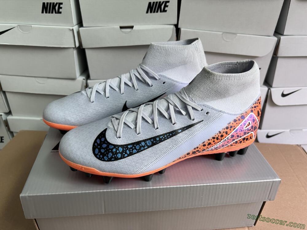 Nike Air Zoom Mercurial Superfly 10 Elite AG High-Tops Soccer Cleats - Grey/Black/Leopard