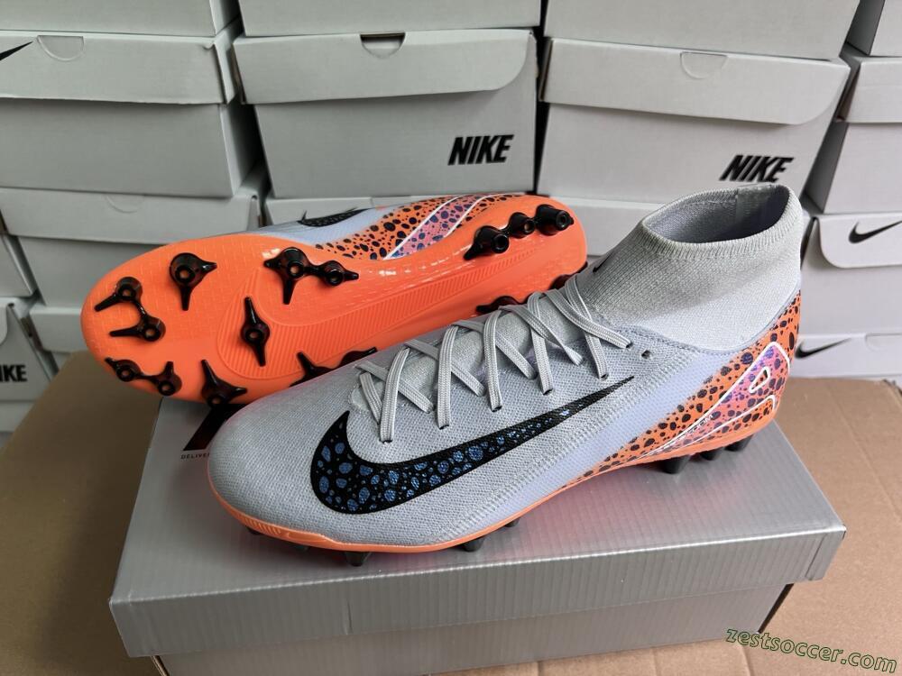 Nike Air Zoom Mercurial Superfly 10 Elite AG High-Tops Soccer Cleats - Grey/Black/Leopard