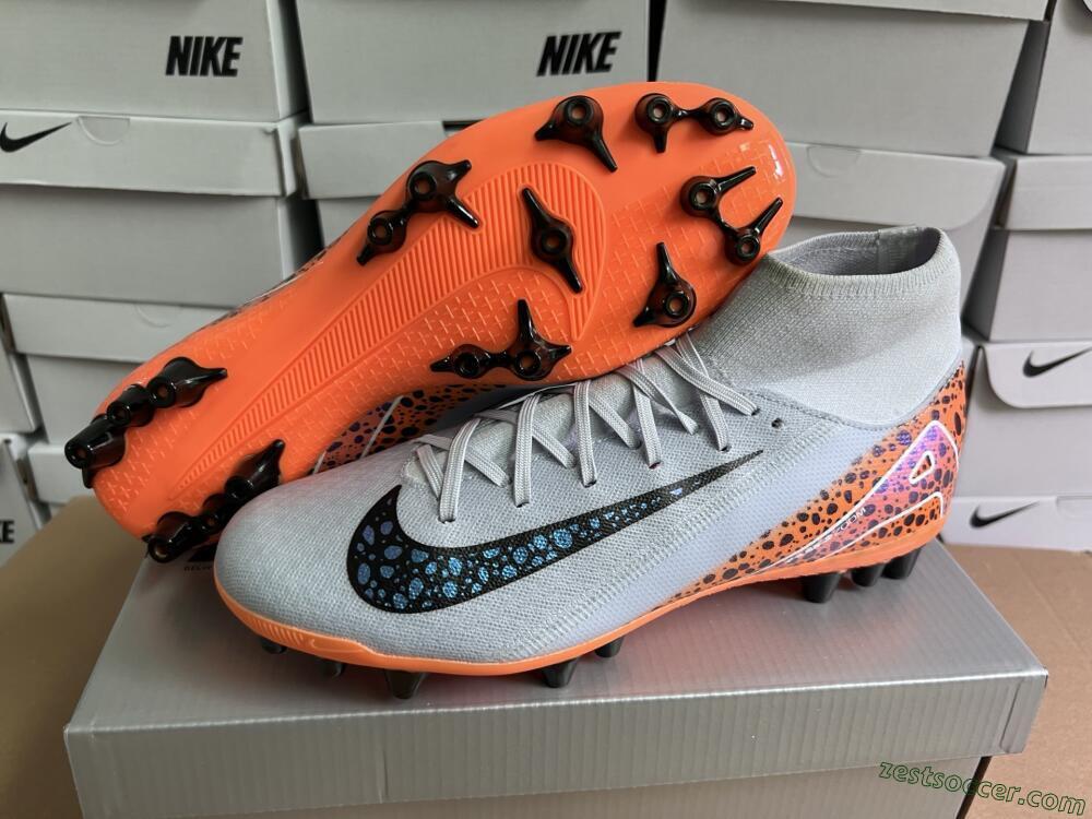 Nike Air Zoom Mercurial Superfly 10 Elite AG High-Tops Soccer Cleats - Grey/Black/Leopard