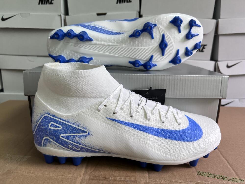 Nike Air Zoom Mercurial Superfly 10 Elite AG High-Tops Soccer Cleats - Beige/White/Blue