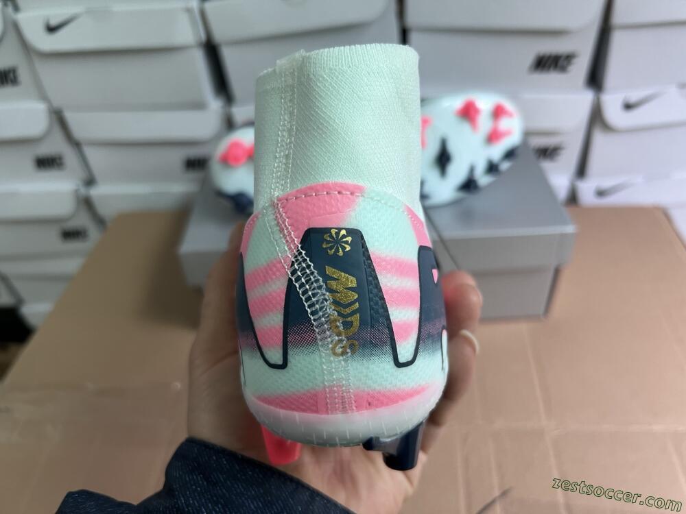 Nike Air Zoom Mercurial Superfly 10 Elite AG High-Tops Soccer Cleats - Jade/Gold/Pink