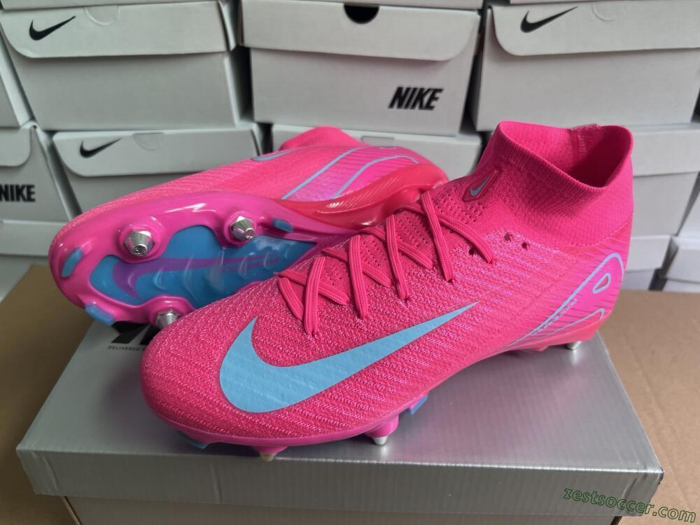 Nike Air Zoom Mercurial Superfly 10 Elite SG High-Tops Soccer Cleats - Pink/Jade