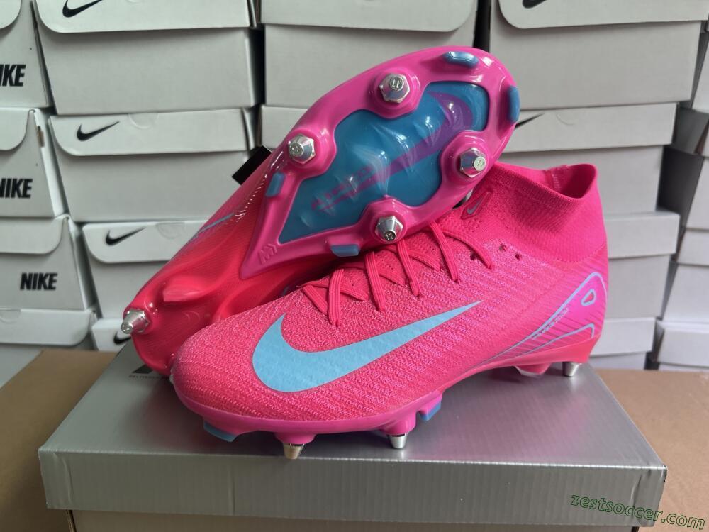 Nike Air Zoom Mercurial Superfly 10 Elite SG High-Tops Soccer Cleats - Pink/Jade
