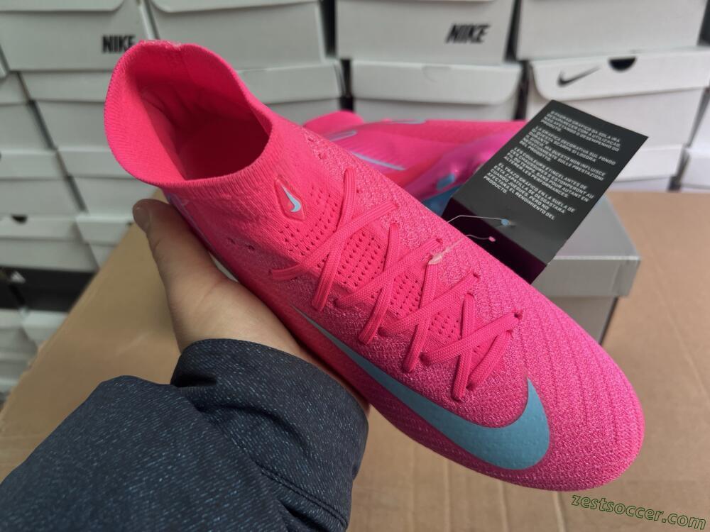Nike Air Zoom Mercurial Superfly 10 Elite SG High-Tops Soccer Cleats - Pink/Jade