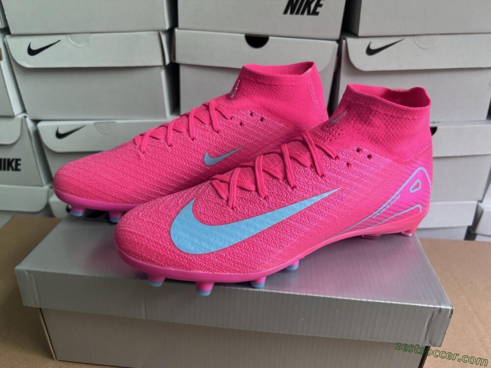Nike Air Zoom Mercurial Superfly 10 Elite AG High-Tops Soccer Cleats - Pink/Jade