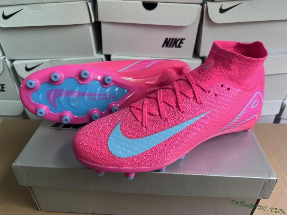 Nike Air Zoom Mercurial Superfly 10 Elite AG High-Tops Soccer Cleats - Pink/Jade