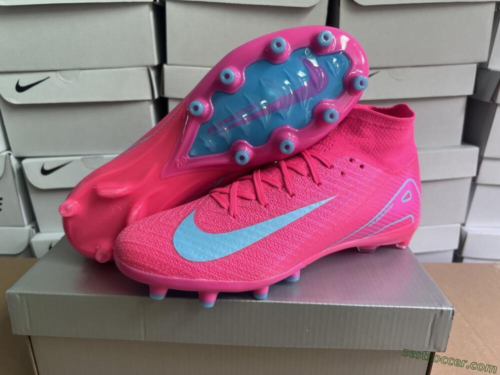 Nike Air Zoom Mercurial Superfly 10 Elite AG High-Tops Soccer Cleats - Pink/Jade