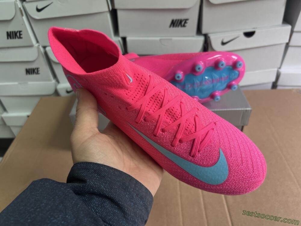 Nike Air Zoom Mercurial Superfly 10 Elite AG High-Tops Soccer Cleats - Pink/Jade