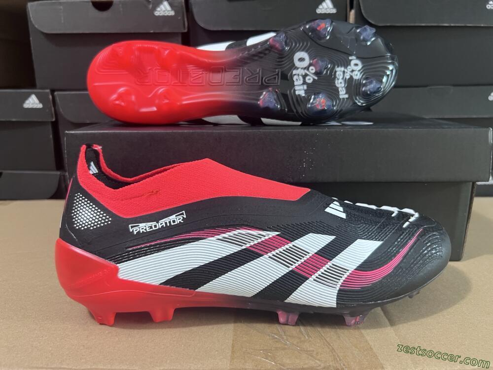 Adidas Predator Laceless Elite 25 FG Low-Tops Soccer Cleats - Black/White/Red