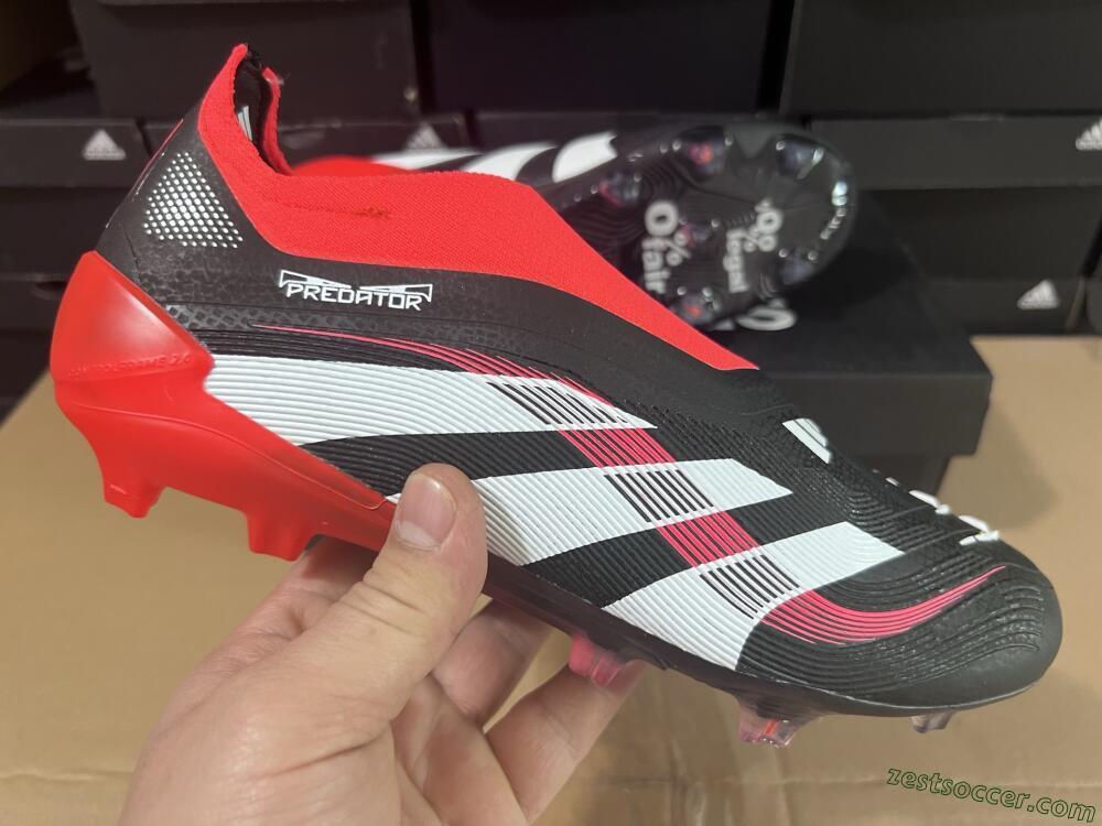 Adidas Predator Laceless Elite 25 FG Low-Tops Soccer Cleats - Black/White/Red