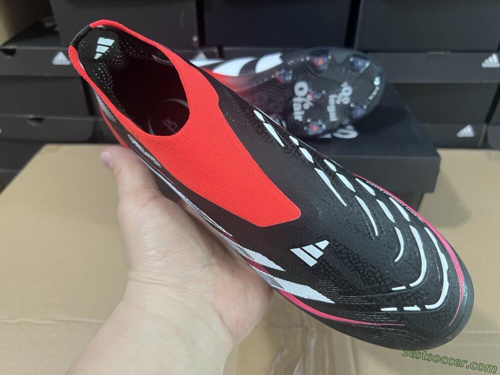 Adidas Predator Laceless Elite 25 FG Low-Tops Soccer Cleats - Black/White/Red