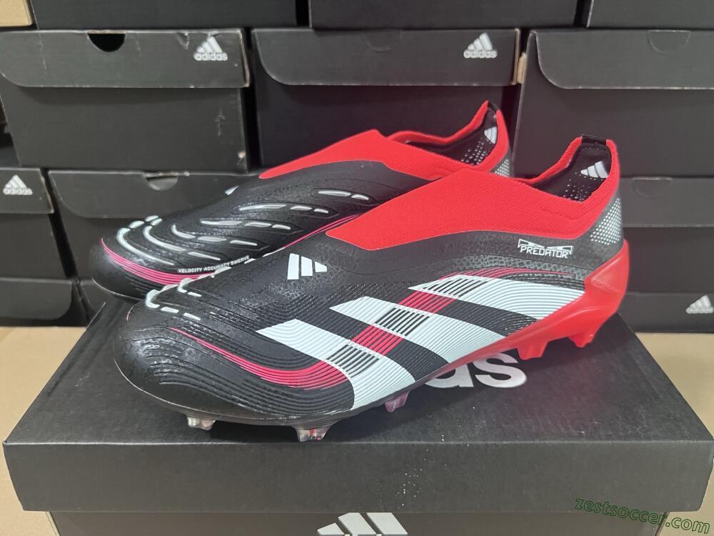 Adidas Predator Laceless Elite 25 FG Low-Tops Soccer Cleats - Black/White/Red