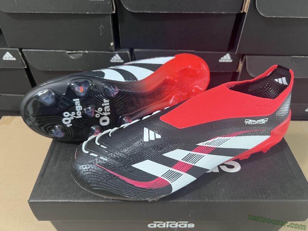 Adidas Predator Laceless Elite 25 FG Low-Tops Soccer Cleats - Black/White/Red