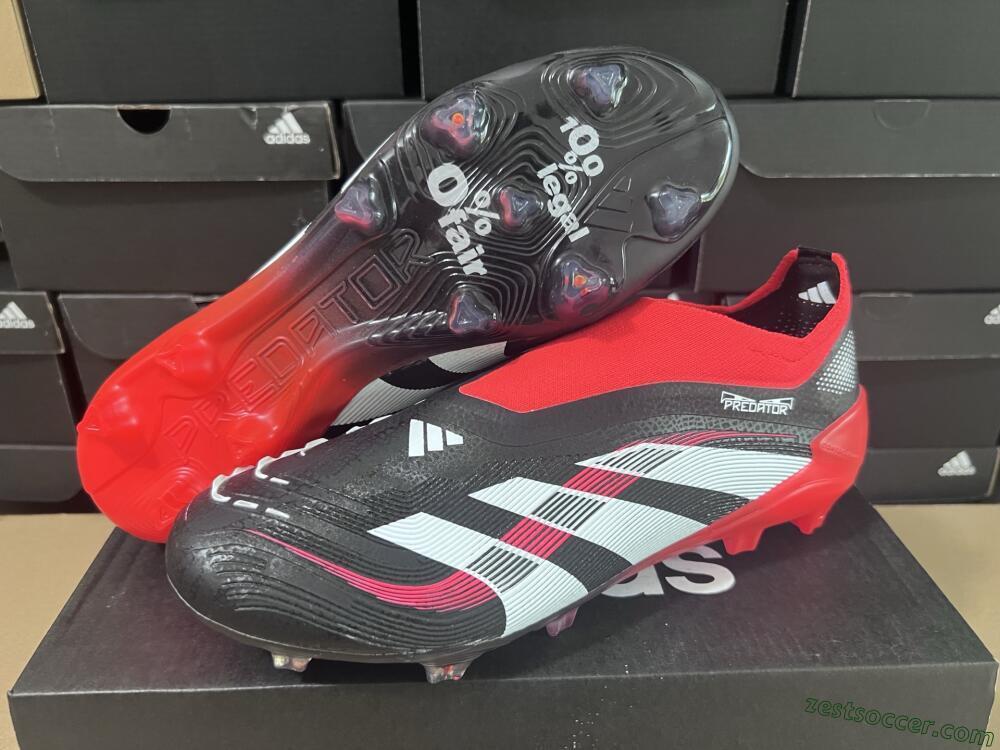 Adidas Predator Laceless Elite 25 FG Low-Tops Soccer Cleats - Black/White/Red