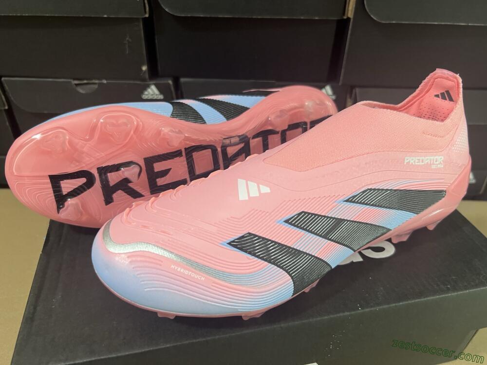 Adidas Predator Laceless Elite 25 FG Low-Tops Soccer Cleats - Pink/Blue/Black
