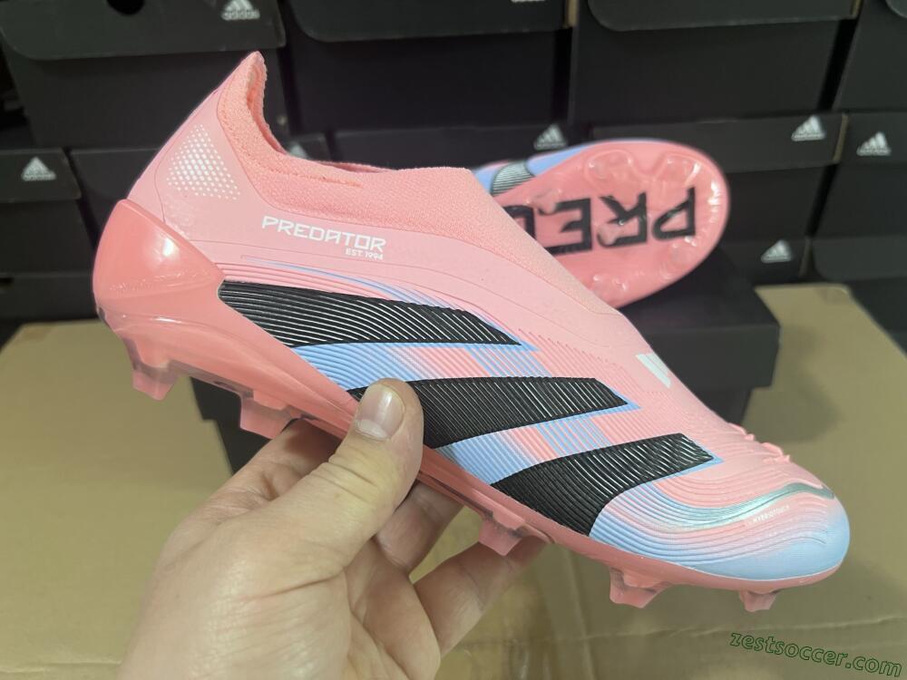 Adidas Predator Laceless Elite 25 FG Low-Tops Soccer Cleats - Pink/Blue/Black