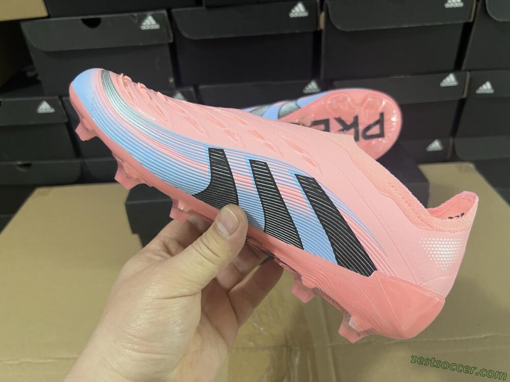 Adidas Predator Laceless Elite 25 FG Low-Tops Soccer Cleats - Pink/Blue/Black