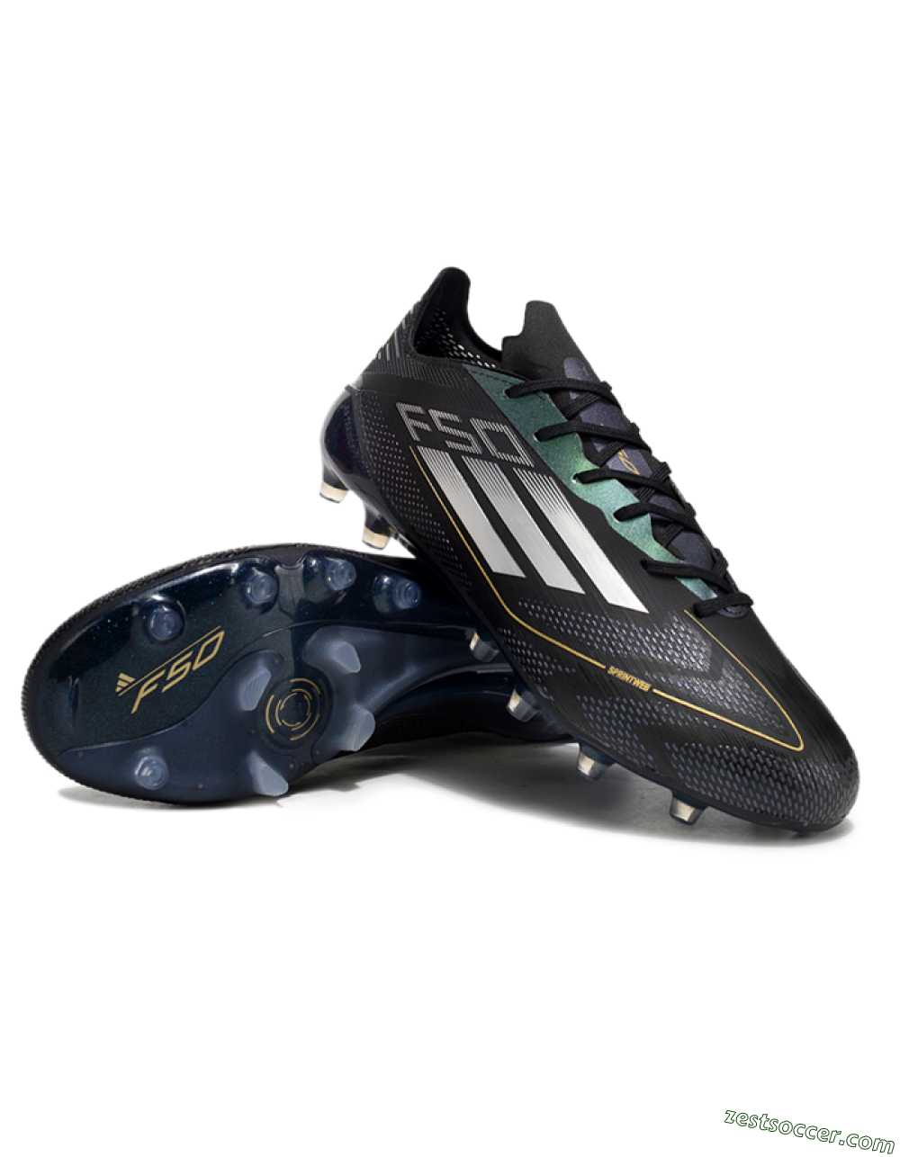 Adidas F50 Elite AG Low-Tops Soccer Cleats - Black/Silver/Gold 3