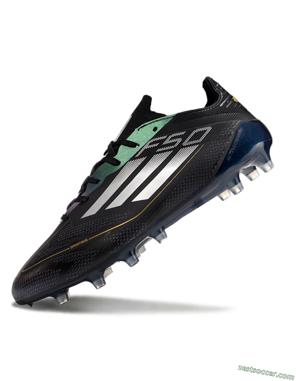 Adidas F50 Elite AG Low-Tops Soccer Cleats - Black/Silver/Gold 5
