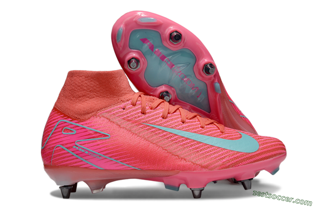 Nike Air Zoom Mercurial Superfly 10 Elite SG High-Tops Soccer Cleats - Pink/Jade 0