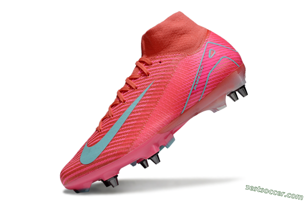 Nike Air Zoom Mercurial Superfly 10 Elite SG High-Tops Soccer Cleats - Pink/Jade 5