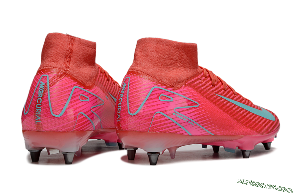 Nike Air Zoom Mercurial Superfly 10 Elite SG High-Tops Soccer Cleats - Pink/Jade 6