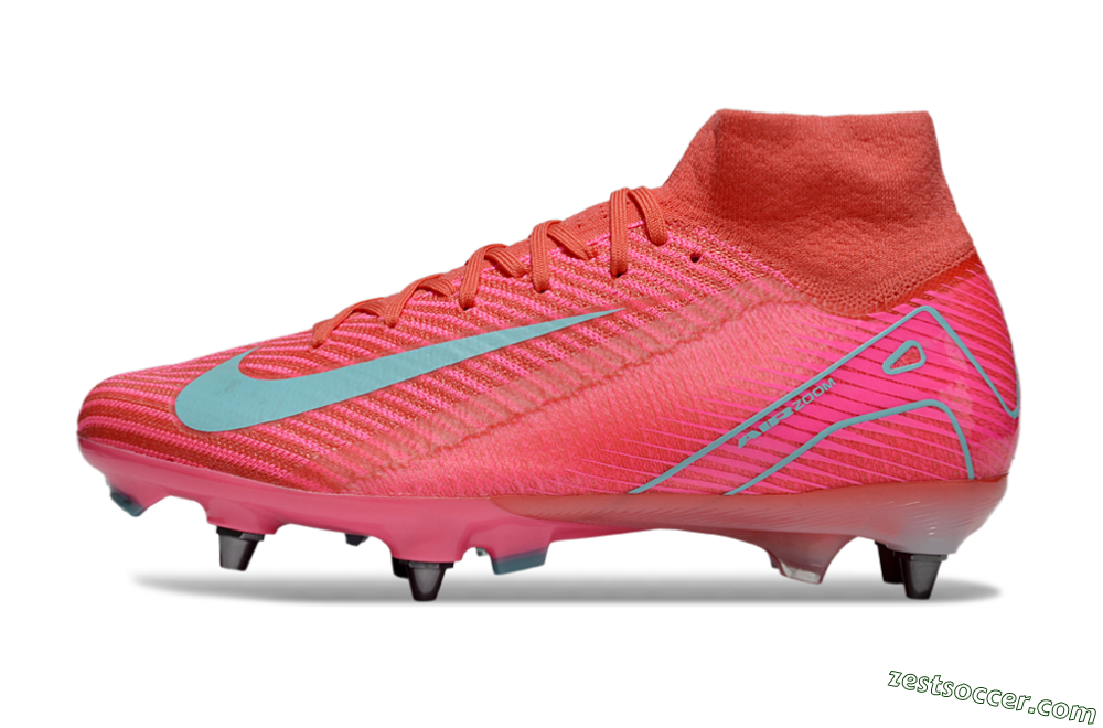 Nike Air Zoom Mercurial Superfly 10 Elite SG High-Tops Soccer Cleats - Pink/Jade 2