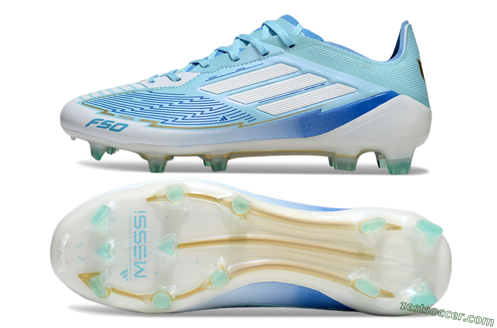 Messi x Adidas F50 Elite FG Low-Tops Soccer Cleats - Blue/Jade/White 1
