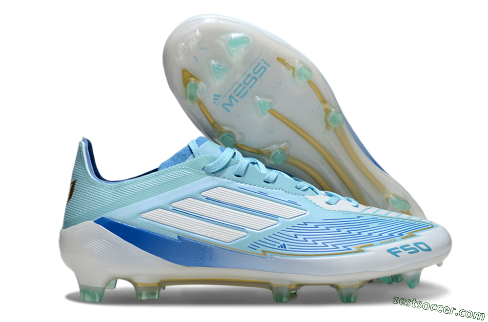 Messi x Adidas F50 Elite FG Low-Tops Soccer Cleats - Blue/Jade/White 0