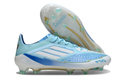 Messi x Adidas F50 Elite FG Low-Tops Soccer Cleats - Blue/Jade/White
