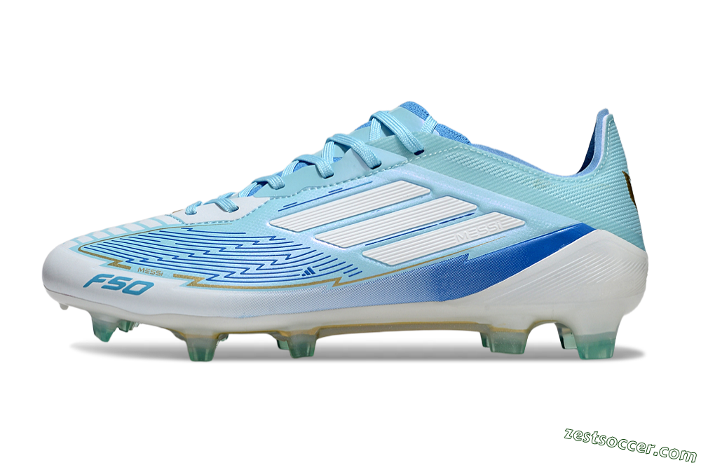 Messi x Adidas F50 Elite FG Low-Tops Soccer Cleats - Blue/Jade/White 2